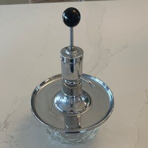 Vintage Park Sherman Silver and Black Glass pump liquor Dispenser
